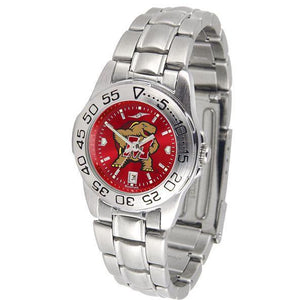 Maryland Terrapins Ladies AnoChrome Steel Band Sports Watch-Watch-Suntime-Top Notch Gift Shop