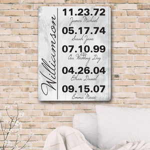 Memorable Dates in Life Personalized Canvas Print-Canvas Signs-JDS Marketing-Top Notch Gift Shop