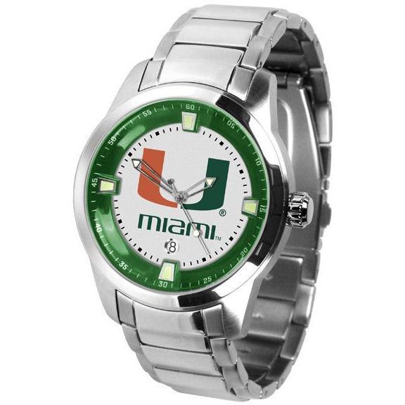 Miami Hurricanes Men's Titan Stainless Steel Band Watch-Watch-Suntime-Top Notch Gift Shop