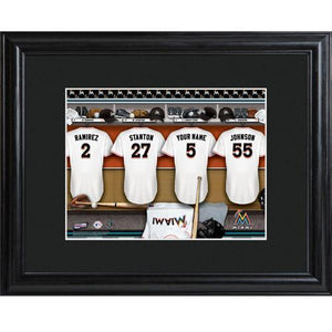 Miami Marlins Personalized Locker Room Print with Matted Frame-Print-JDS Marketing-Top Notch Gift Shop