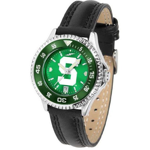 Michigan State Spartans Ladies Competitor Ano Poly/Leather Band Watch w/ Colored Bezel-Watch-Suntime-Top Notch Gift Shop