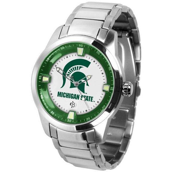 Michigan State Spartans Men's Titan Stainless Steel Band Watch-Watch-Suntime-Top Notch Gift Shop