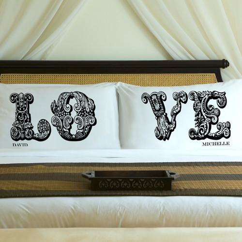 Midnight Black LOVE Connection Couples Personalized Pillow Case Set-Pillow Case-JDS Marketing-Top Notch Gift Shop