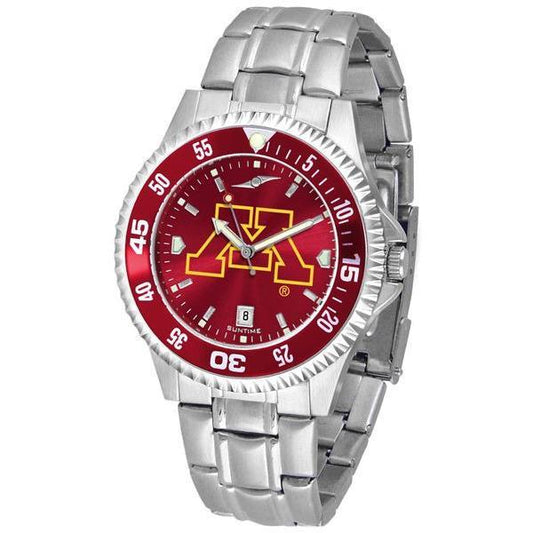 Minnesota Gophers Mens Competitor AnoChrome Steel Band Watch w/ Colored Bezel-Watch-Suntime-Top Notch Gift Shop