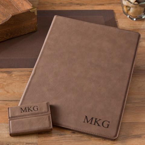 Mocha Personalized Portfolio & Business Card Case Set-Business Card Case-JDS Marketing-Top Notch Gift Shop