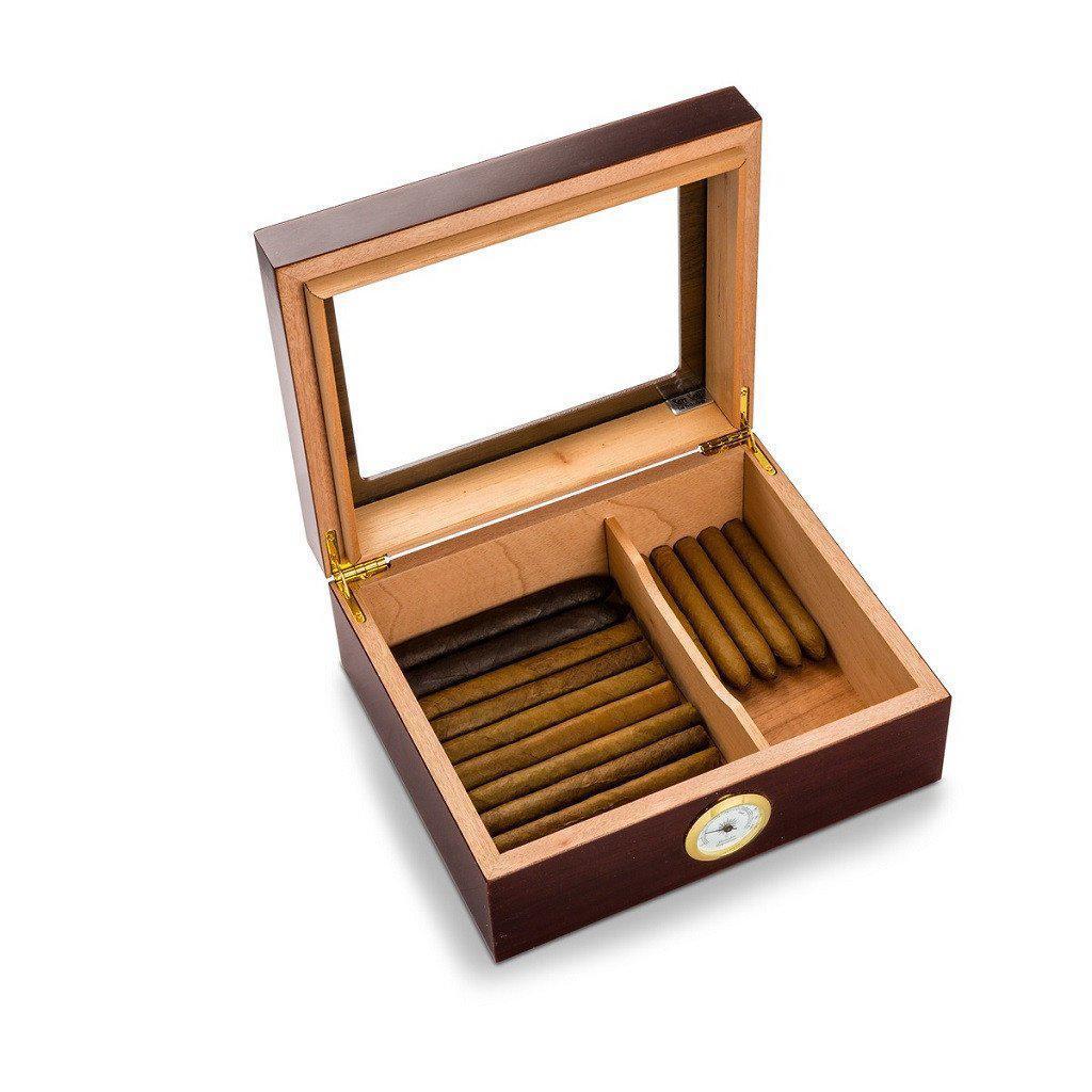 Monogrammed Triniad Glass Top Mahogany Humidor-Humidor-JDS Marketing-Top Notch Gift Shop