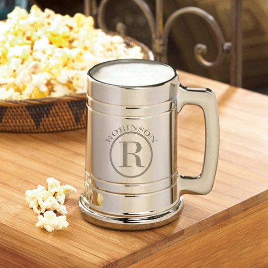 Circle Monogrammed Metallic Mug-Beer Mug-JDS Marketing-Top Notch Gift Shop