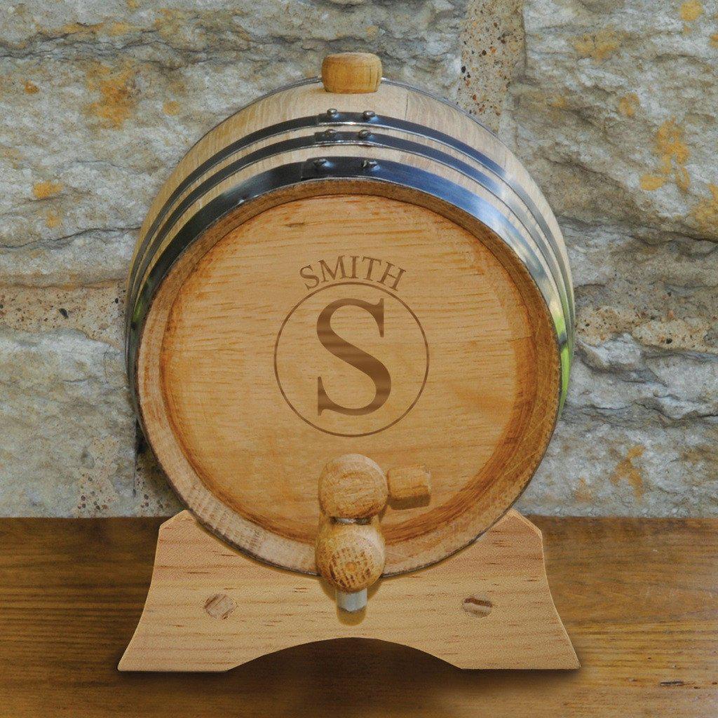 Circle Monogrammed Oak Whiskey Barrel-Whiskey Barrel-JDS Marketing-Top Notch Gift Shop