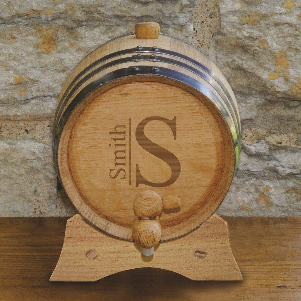 Modern Monogrammed Oak Whiskey Barrel-Whiskey Barrel-JDS Marketing-Top Notch Gift Shop