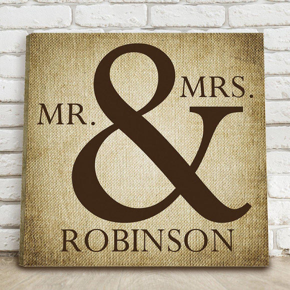 Mr & Mrs Personalized Burlap Canvas-Canvas Signs-JDS Marketing-Top Notch Gift Shop