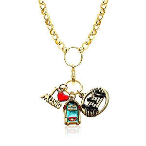 Music Lover Charm Necklace in Gold-Necklace-Whimsical Gifts-Top Notch Gift Shop
