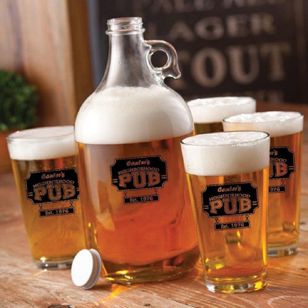 Glass Beer Growler and Pint Personalized Glass Set-Growler-JDS Marketing-Top Notch Gift Shop