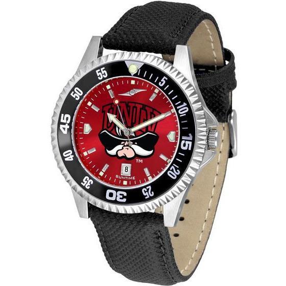 Nevada Las Vegas Rebels Mens Competitor Ano Poly/Leather Band Watch w/ Colored Bezel-Watch-Suntime-Top Notch Gift Shop