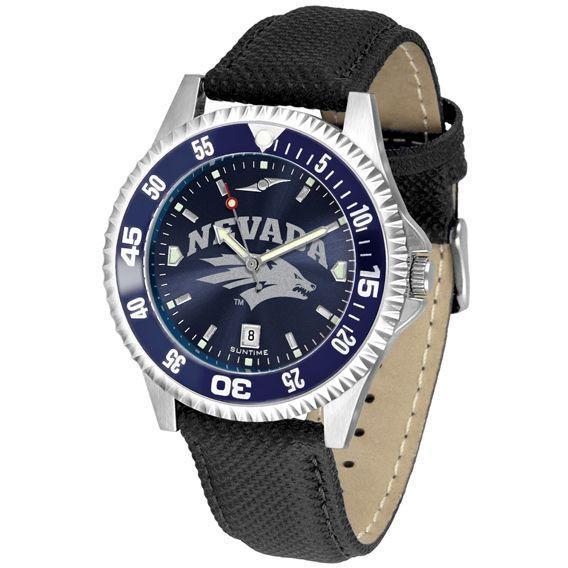 Nevada Wolfpack Mens Competitor Ano Poly/Leather Band Watch w/ Colored Bezel-Watch-Suntime-Top Notch Gift Shop