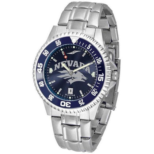 Nevada Wolfpack Mens Competitor AnoChrome Steel Band Watch w/ Colored Bezel-Watch-Suntime-Top Notch Gift Shop