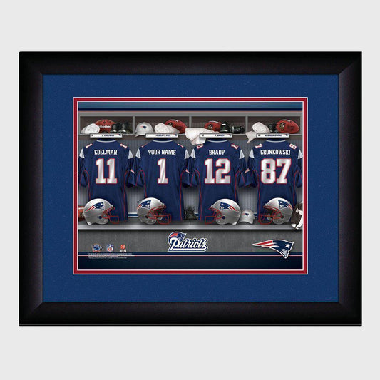 New England Patriots Personalized Locker Room Print with Matted Frame-Print-JDS Marketing-Top Notch Gift Shop