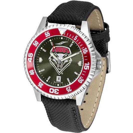 New Mexico Lobos Mens Ano Poly/Leather Band Watch w/ Colored Bezel-Watch-Suntime-Top Notch Gift Shop