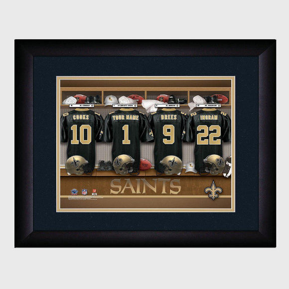 New Orleans Saints Personalized Locker Room Print with Matted Frame-Print-JDS Marketing-Top Notch Gift Shop