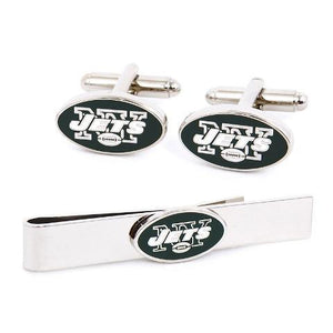 New York Jets Cufflinks and Tie Bar Gift Set-Cufflinks-Cufflinks, Inc.-Top Notch Gift Shop