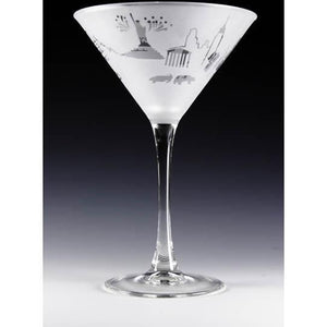 MR. & MRS. NEW YORK LOGO 5.5 MARTINI GLASSES SET OF TWO (2) HEAVY