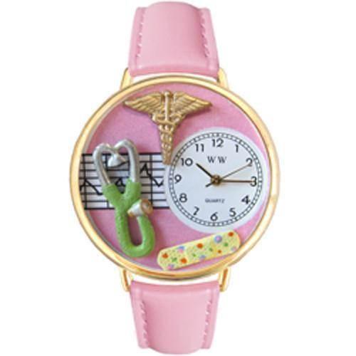 Nurse 2 Pink Watch in Gold (Large)-Watch-Whimsical Gifts-Top Notch Gift Shop