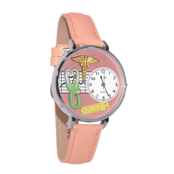 Nurse 2 Pink Watch in Silver (Large)-Watch-Whimsical Gifts-Top Notch Gift Shop