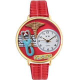 Nurse 2 Red Watch in Gold (Large)-Watch-Whimsical Gifts-Top Notch Gift Shop