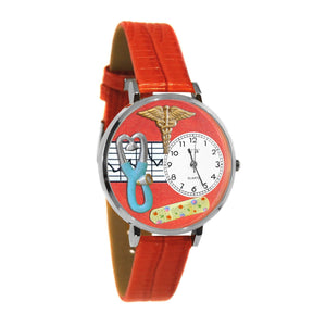 Nurse 2 Red Watch in Silver (Large)-Watch-Whimsical Gifts-Top Notch Gift Shop