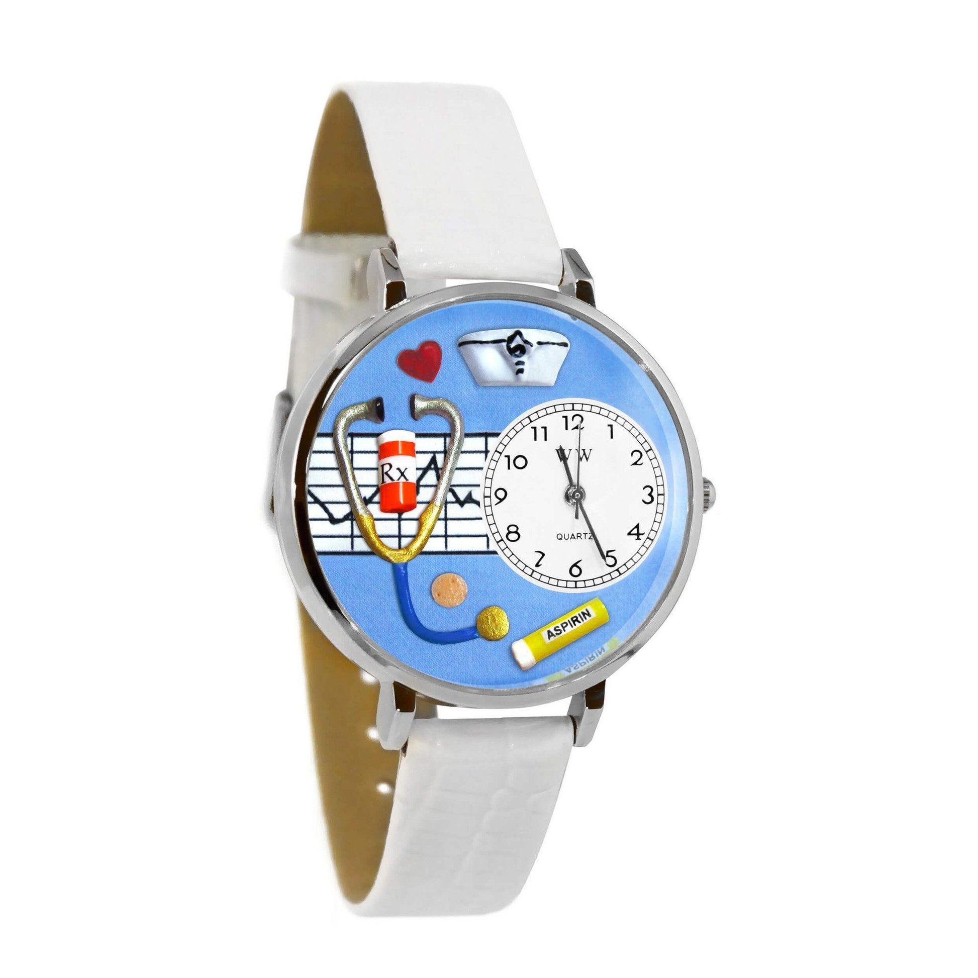 Nurse Blue Watch in Silver (Large)-Watch-Whimsical Gifts-Top Notch Gift Shop