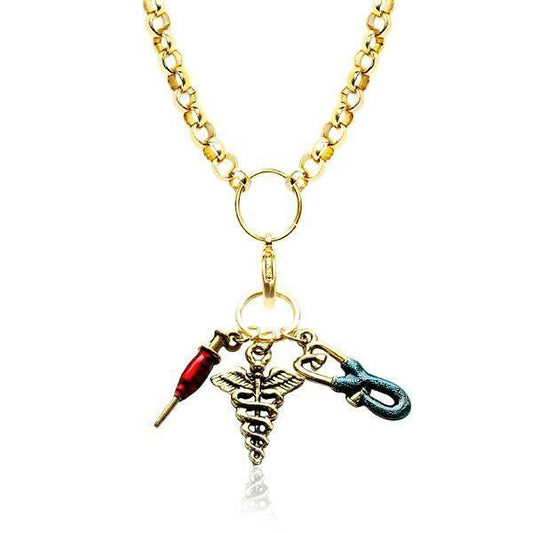 Nurse Charm Necklace in Gold-Necklace-Whimsical Gifts-Top Notch Gift Shop