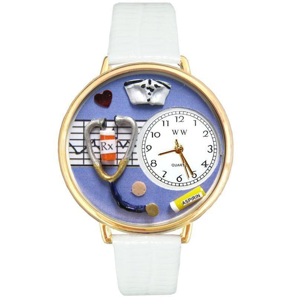 Nurse Purple Watch in Gold (Large)-Watch-Whimsical Gifts-Top Notch Gift Shop