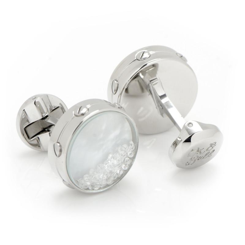 Mother of Pearl Floating Crystals Cufflinks-Cufflinks-Cufflinks, Inc.-Top Notch Gift Shop