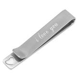 Stainless Steel "I Love You" Heart Tie Bar-Tie Bar-Cufflinks, Inc.-Top Notch Gift Shop