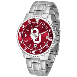 Oklahoma Sooners Mens Competitor AnoChrome Steel Band Watch w/ Colored Bezel-Watch-Suntime-Top Notch Gift Shop