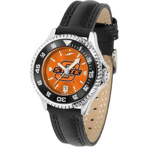 Oklahoma State Cowboys Ladies Competitor Ano Poly/Leather Band Watch w/ Colored Bezel-Watch-Suntime-Top Notch Gift Shop