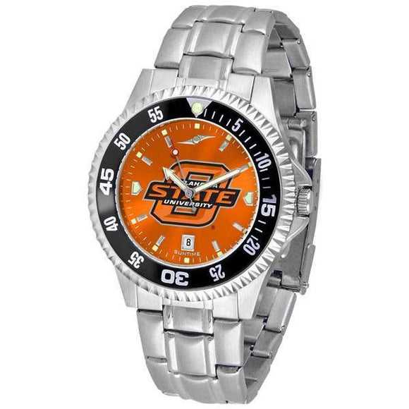 Oklahoma State Cowboys Mens Competitor AnoChrome Steel Band Watch w/ Colored Bezel-Watch-Suntime-Top Notch Gift Shop