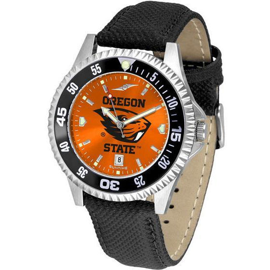 Oregon State Beavers Mens Competitor Ano Poly/Leather Band Watch w/ Colored Bezel-Watch-Suntime-Top Notch Gift Shop
