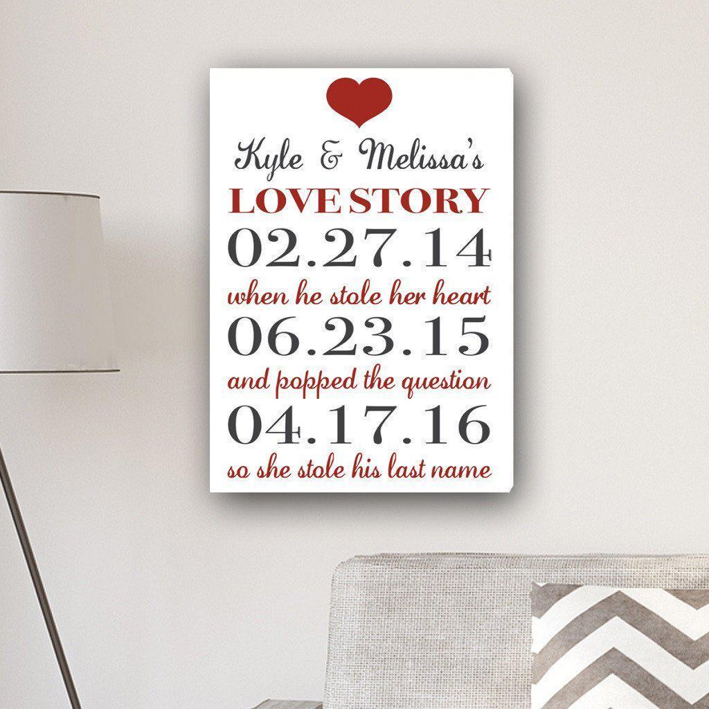 Our Love Story Personalized White Canvas Print-Canvas Signs-JDS Marketing-Top Notch Gift Shop