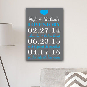 Our Love Story Canvas Personalized Grey Print-Canvas Signs-JDS Marketing-Top Notch Gift Shop