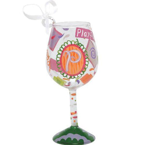 "P" Mini Wine Glass Ornament by Lolita®-Ornament-Designs by Lolita® (Enesco)-Top Notch Gift Shop