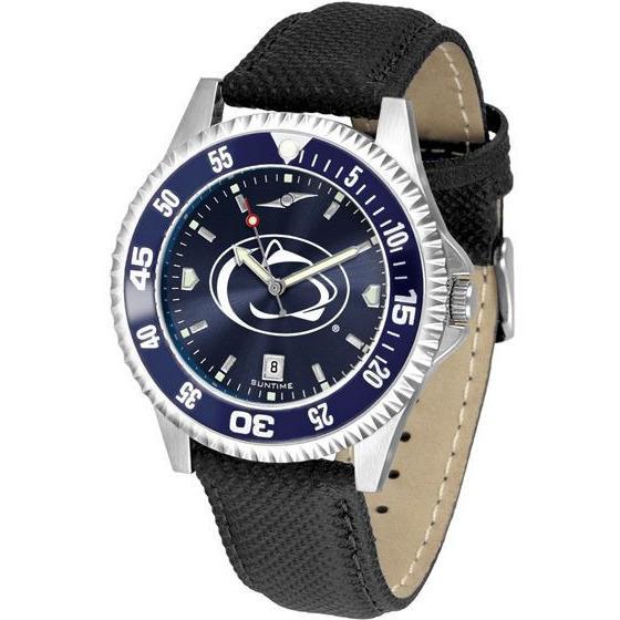Penn State Nittany Lions Mens Competitor Ano Poly/Leather Band Watch w/ Colored Bezel-Watch-Suntime-Top Notch Gift Shop