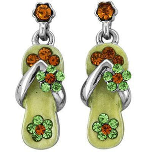 Flip Flop Earrings Peridot Green/Silver-Earrings-Sandals For Your Neck-Top Notch Gift Shop