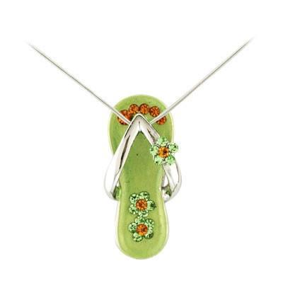 Flip Flop Necklace Peridot Green/Silver-Necklace-Sandals For Your Neck-Top Notch Gift Shop