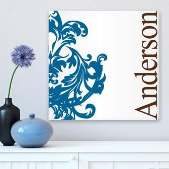 Blue Fleur-de-lis Personalized Canvas Print (14" x 14")-Canvas Signs-JDS Marketing-Top Notch Gift Shop