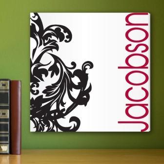 Black & Red Fleur-de-lis Personalized Canvas Print (14