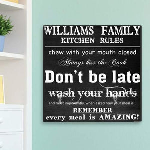 Kitchen Rules Personalized Canvas Print (14" x 14")-Canvas Signs-JDS Marketing-Top Notch Gift Shop