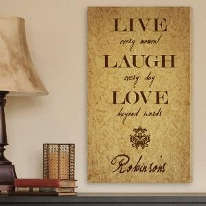 Live Every Moment Personalized Canvas Print (14"x24")-Canvas Signs-JDS Marketing-Top Notch Gift Shop