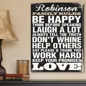 Rustic Family Rules Personalized Canvas Print (18"x24")-Canvas Signs-JDS Marketing-Top Notch Gift Shop