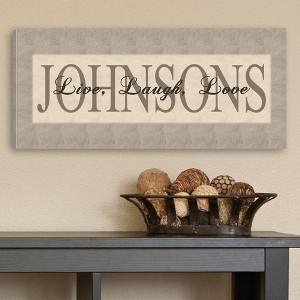 Grey Live Laugh Love Personalized Canvas Print (8"x18")-Canvas Signs-JDS Marketing-Top Notch Gift Shop