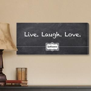 Live Laugh Love Chalkboard Personalized Canvas Print (8